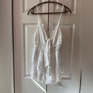 White Ruffled Sleeveless Romper